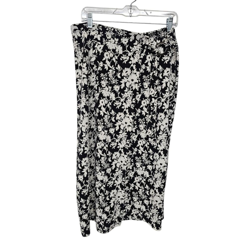 Liz Claiborne Floral Wrap Skirt Sz L Dark Cottagecore Fairy Grunge Liquid Knit
